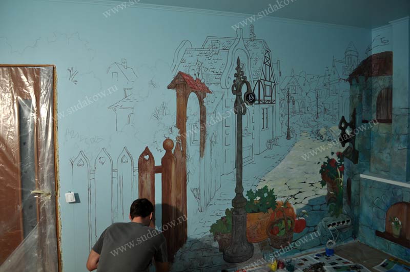 рисунок на стене красками